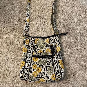 Vera Bradley white, yellow and grey floral cross body bag